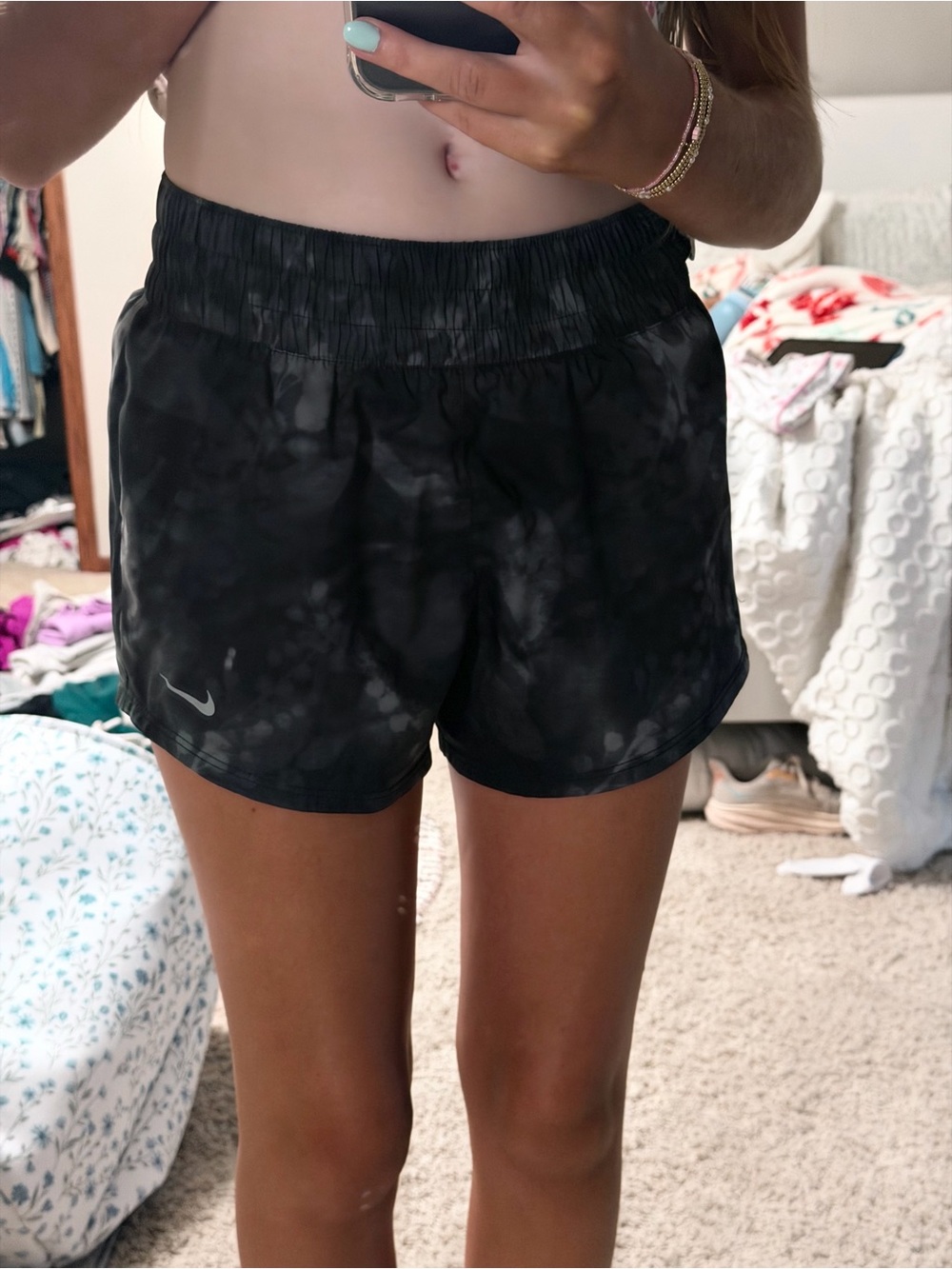 Nike Women's Black Tie-Dye Athletic Shorts
